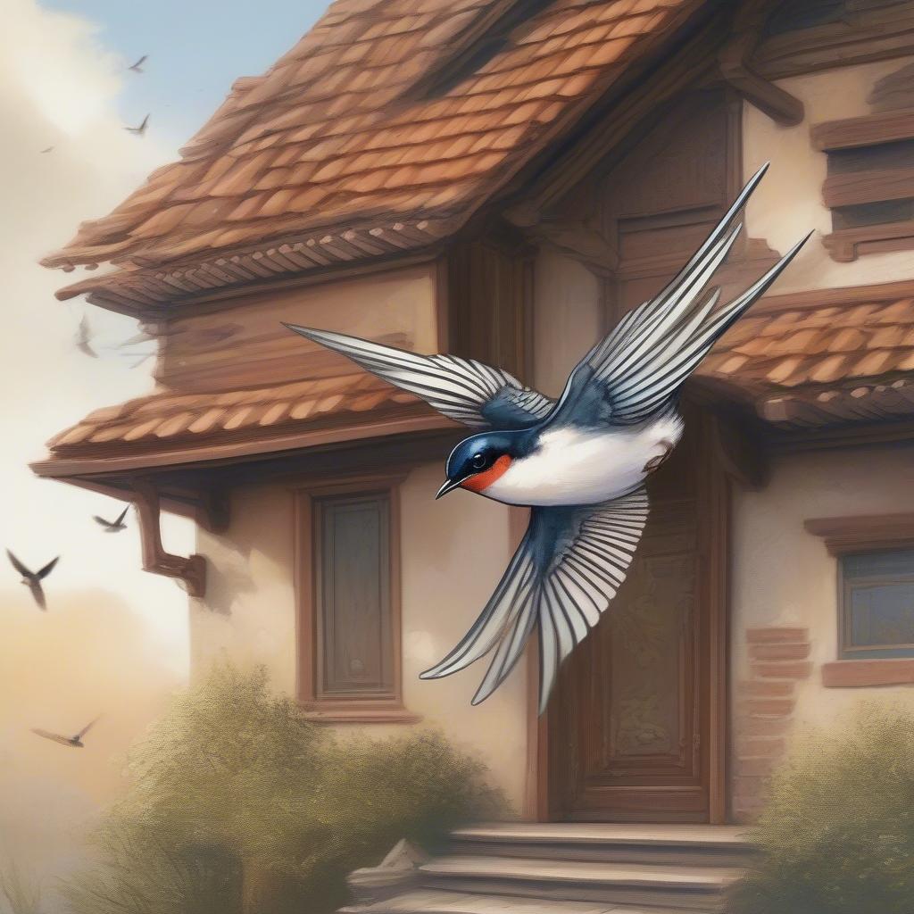 Chim én bay vào nhà - A swallow flying into the house