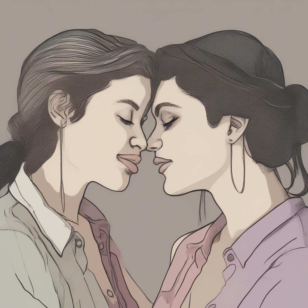 Hai cô gái lesbian thể hiện tình cảm