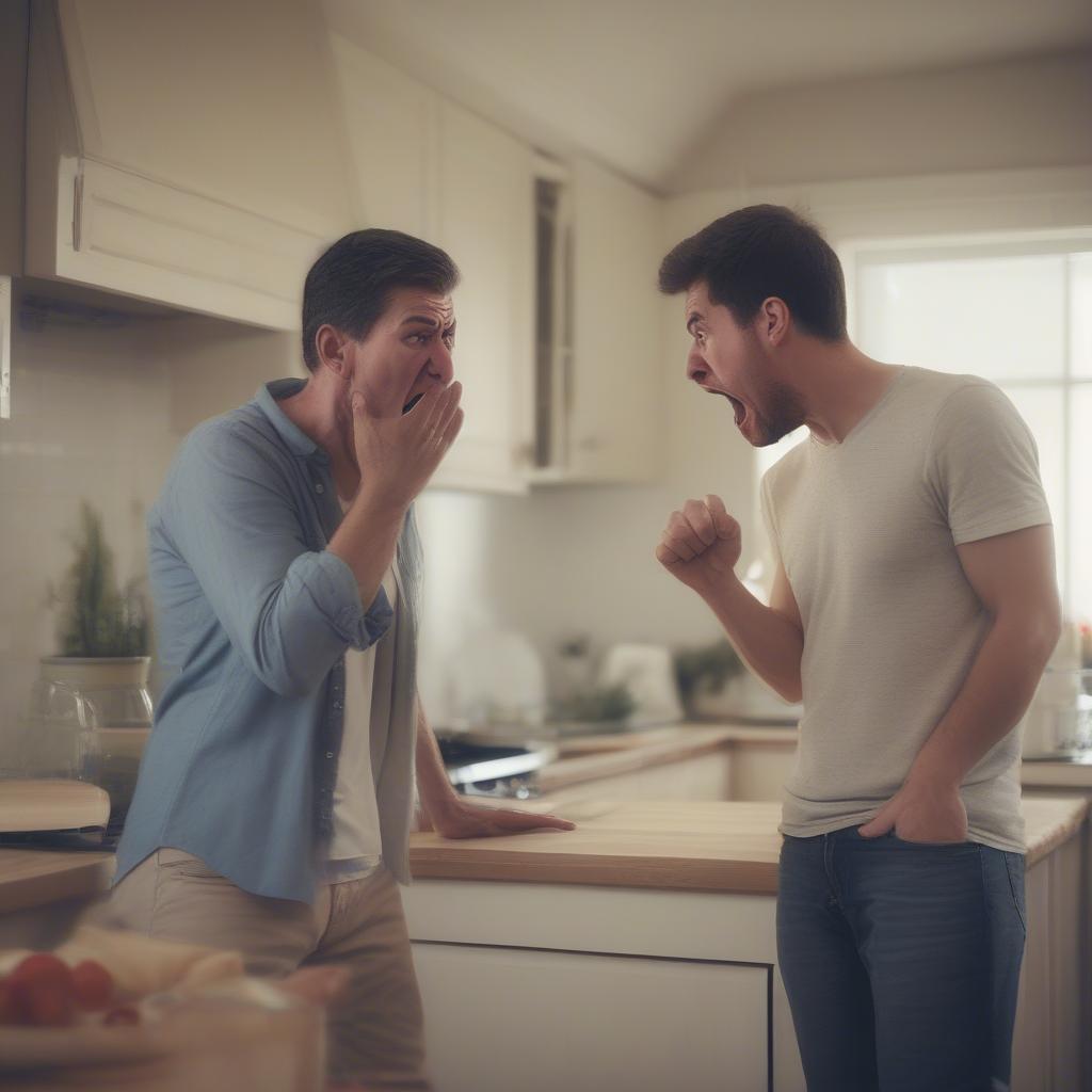 Couple arguing in the kitchen