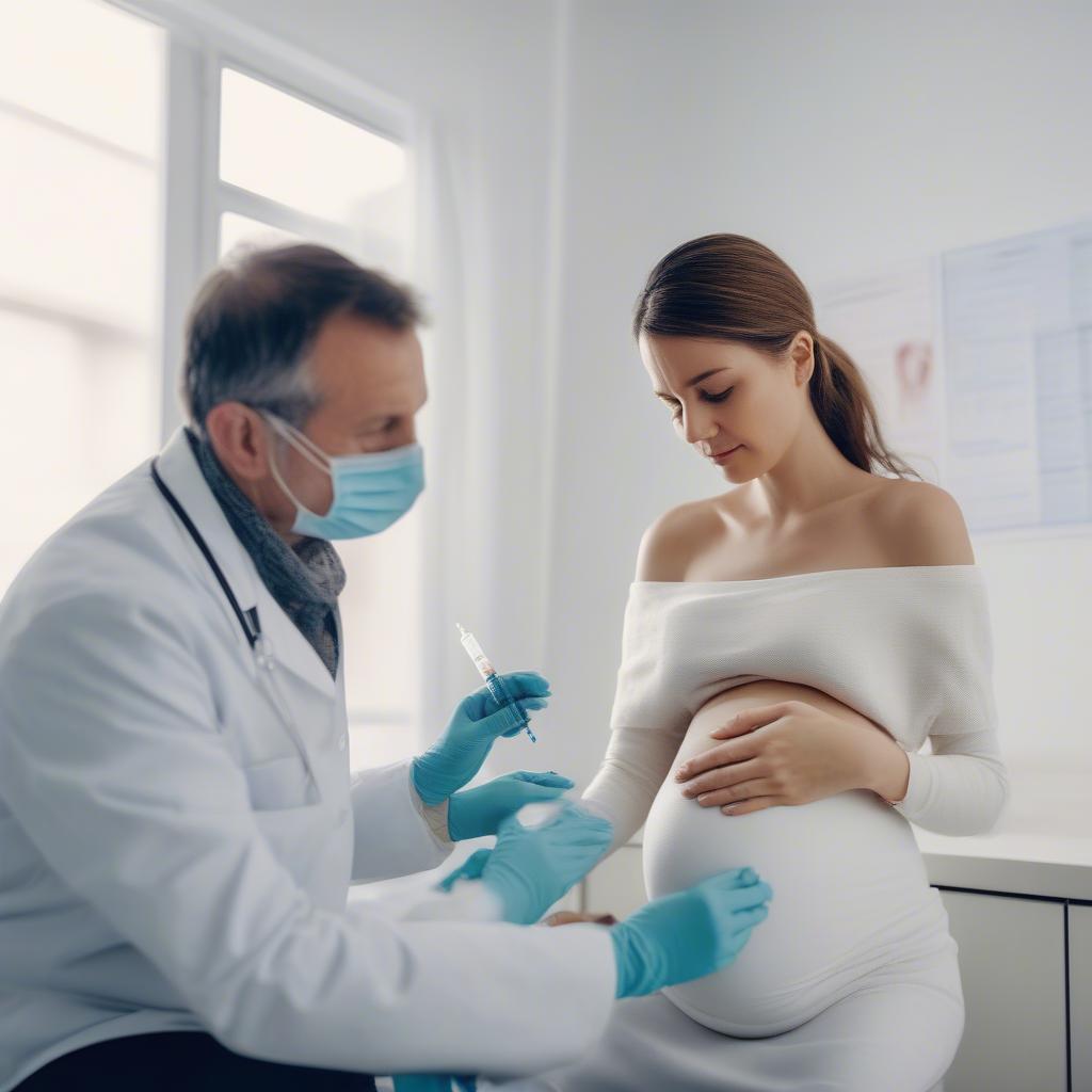 Pregnant woman getting a flu shot