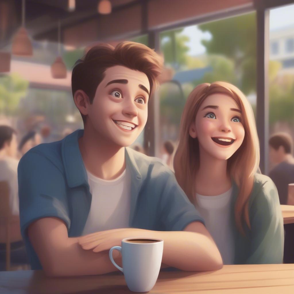 Cô gái nhìn bạn cười vui vẻ