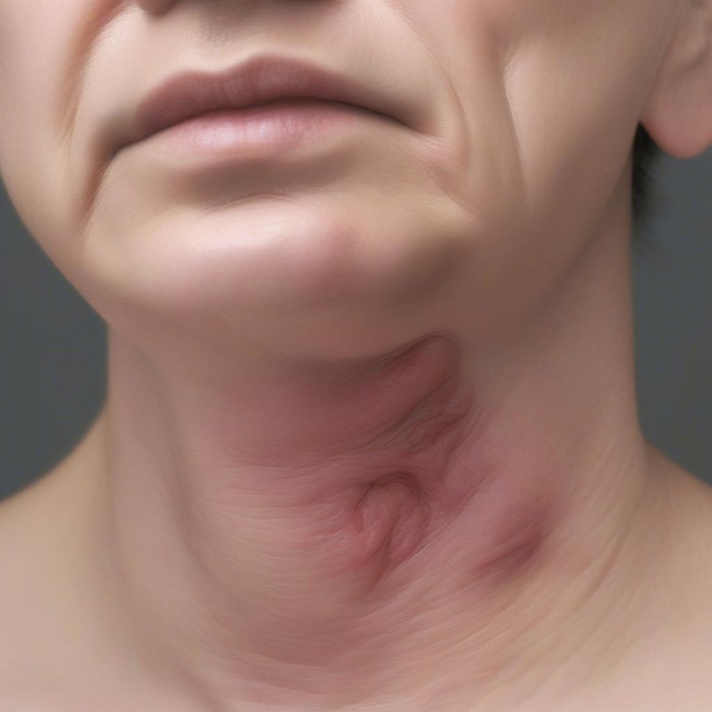 Swollen lymph nodes in the neck, a sign of potential neck cancer