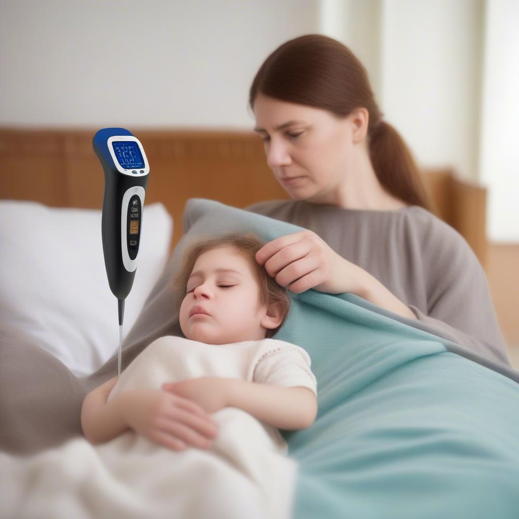 Measuring the temperature of a feverish child