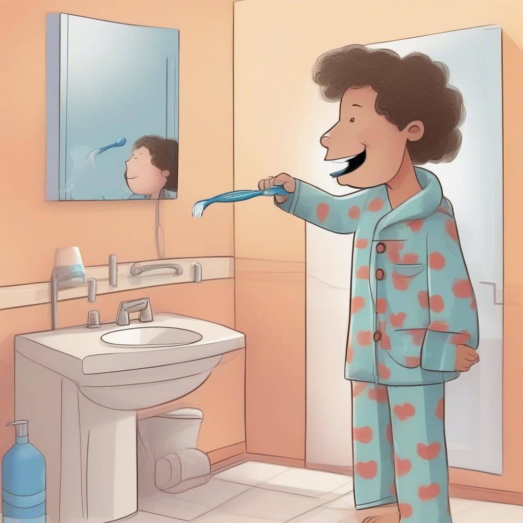 A person brushing their teeth