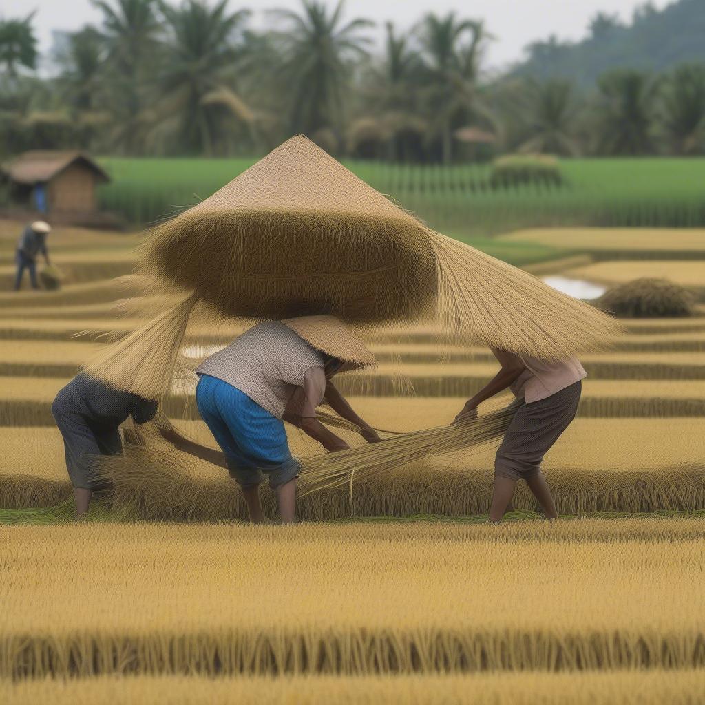 Nông dân thu hoạch lúa