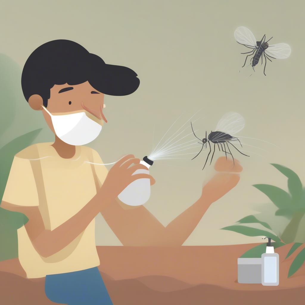 Phòng ngừa muỗi đốt Zika: Một người đang xịt thuốc chống muỗi lên da để phòng tránh muỗi đốt và lây nhiễm virus Zika.